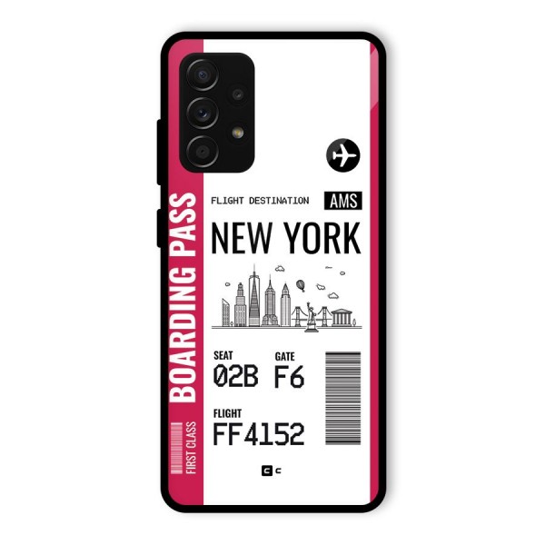 New York Boarding Pass Glass Back Case for Galaxy A53 5G