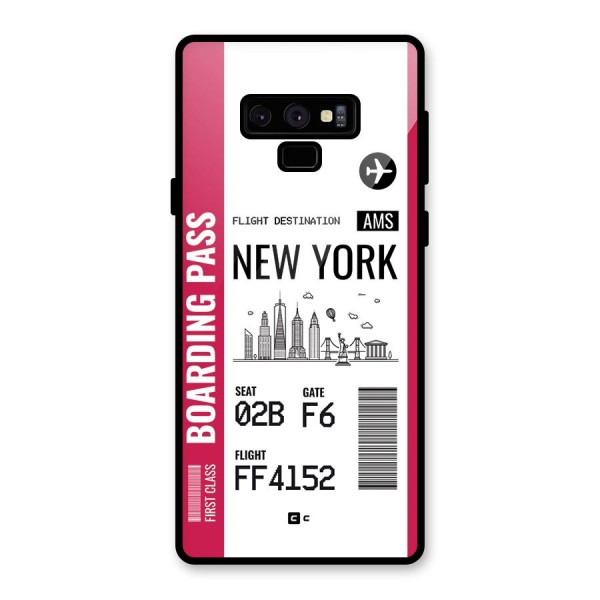 New York Boarding Pass Glass Back Case for Galaxy Note 9