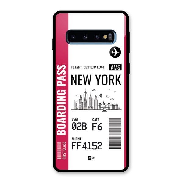New York Boarding Pass Glass Back Case for Galaxy S10