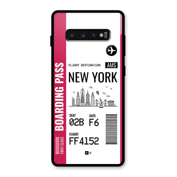 New York Boarding Pass Glass Back Case for Galaxy S10 Plus
