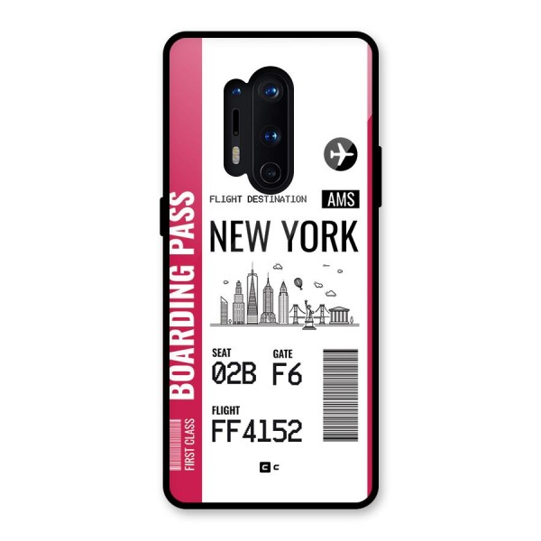 New York Boarding Pass Glass Back Case for OnePlus 8 Pro