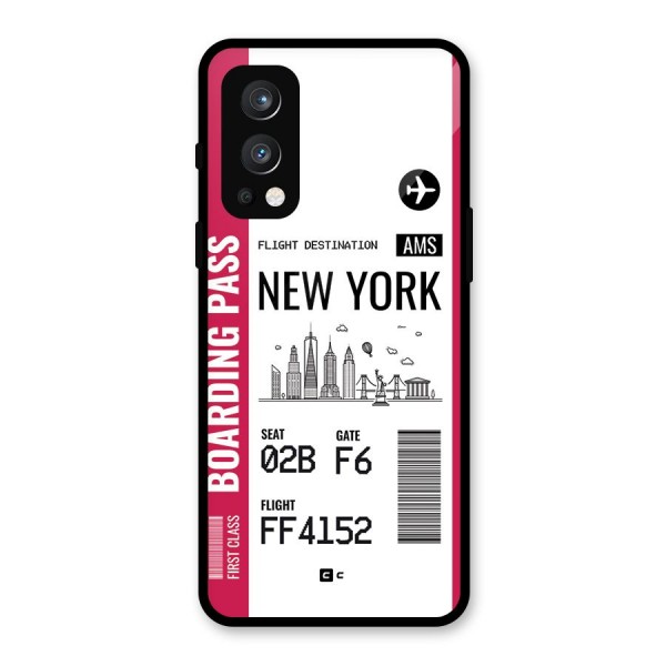 New York Boarding Pass Glass Back Case for OnePlus Nord 2 5G