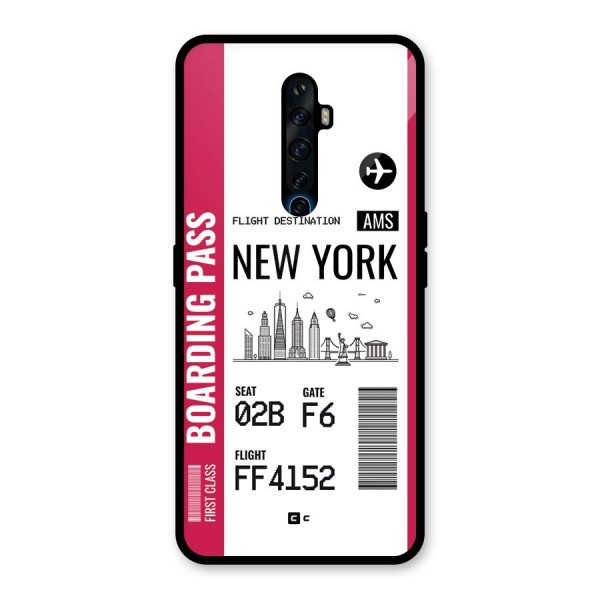 New York Boarding Pass Glass Back Case for Oppo Reno2 F