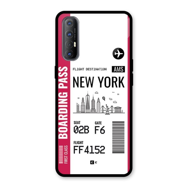 New York Boarding Pass Glass Back Case for Oppo Reno3 Pro