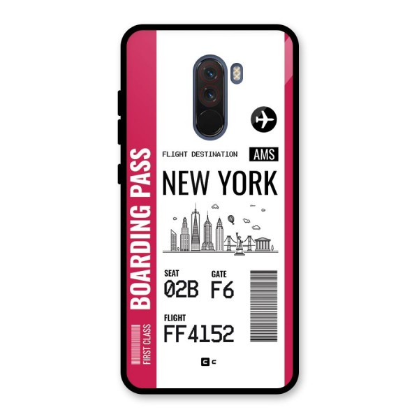 New York Boarding Pass Glass Back Case for Poco F1