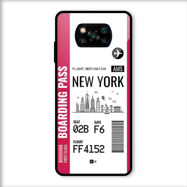 New York Boarding Pass Glass Back Case for Poco X3