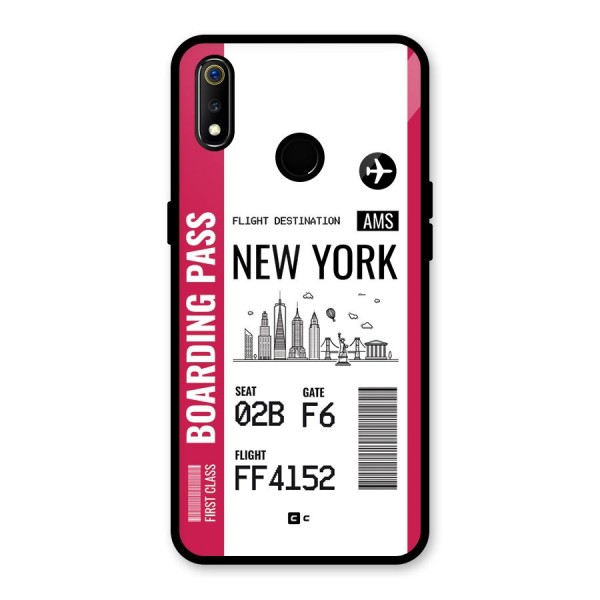 New York Boarding Pass Glass Back Case for Realme 3
