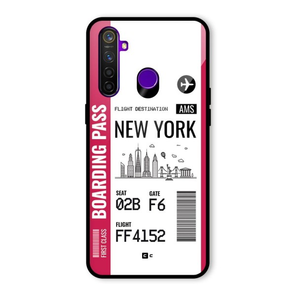 New York Boarding Pass Glass Back Case for Realme 5 Pro