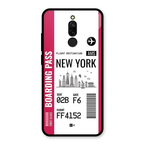 New York Boarding Pass Glass Back Case for Redmi 8