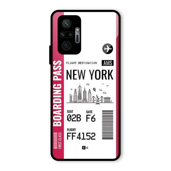 New York Boarding Pass Glass Back Case for Redmi Note 10 Pro Max