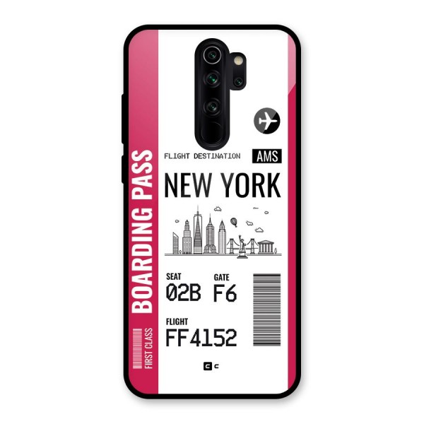 New York Boarding Pass Glass Back Case for Redmi Note 8 Pro