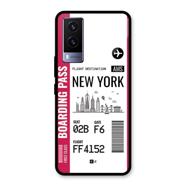 New York Boarding Pass Glass Back Case for Vivo V21e 5G