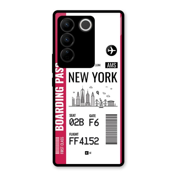 New York Boarding Pass Glass Back Case for Vivo V27