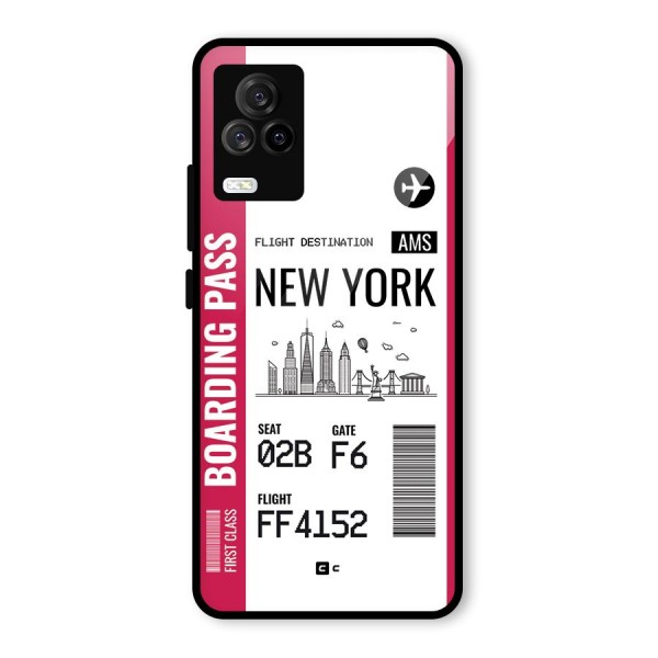 New York Boarding Pass Glass Back Case for Vivo iQOO 7 Legend 5G