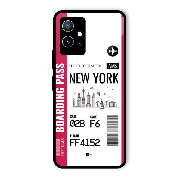New York Boarding Pass Glass Back Case for Vivo iQOO Z6