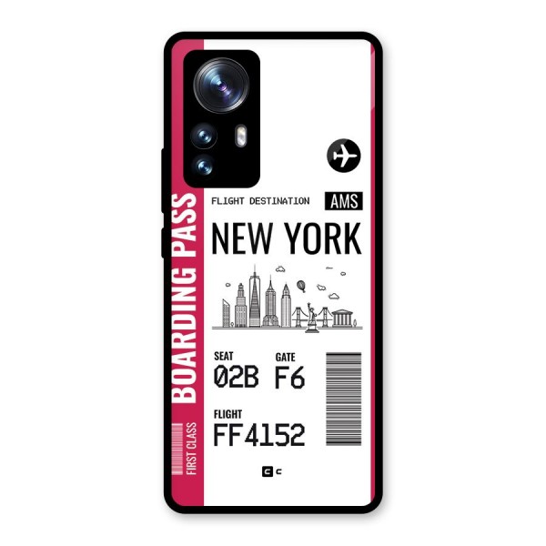 New York Boarding Pass Glass Back Case for Xiaomi 12 Pro