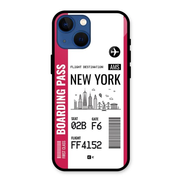 New York Boarding Pass Glass Back Case for iPhone 13 Mini