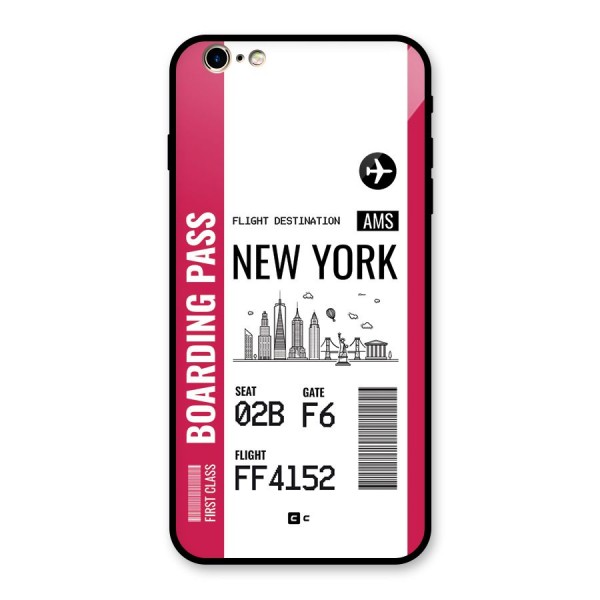 New York Boarding Pass Glass Back Case for iPhone 6 Plus 6S Plus