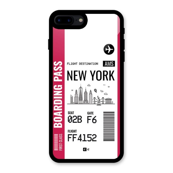 New York Boarding Pass Glass Back Case for iPhone 7 Plus