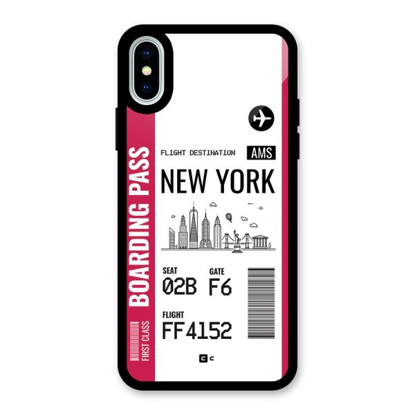 New York Boarding Pass Glass Back Case for iPhone X
