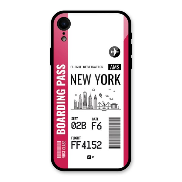 New York Boarding Pass Glass Back Case for iPhone XR