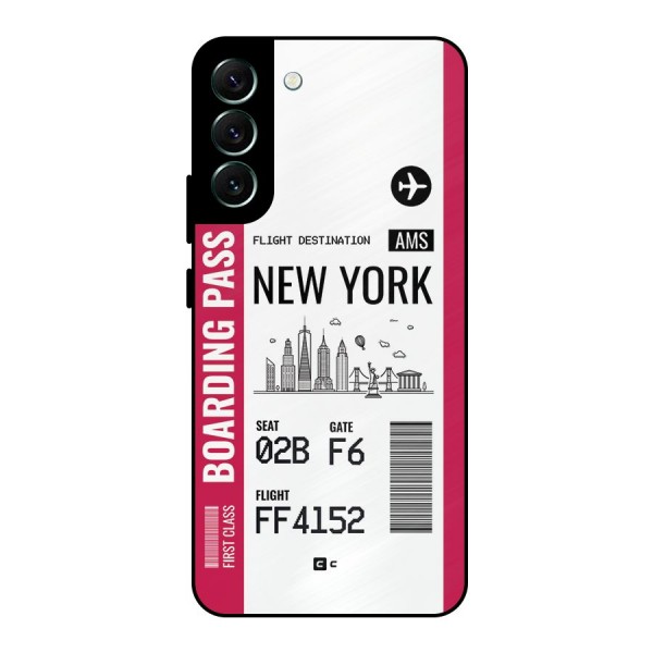 New York Boarding Pass Metal Back Case for Galaxy S22 Plus 5G