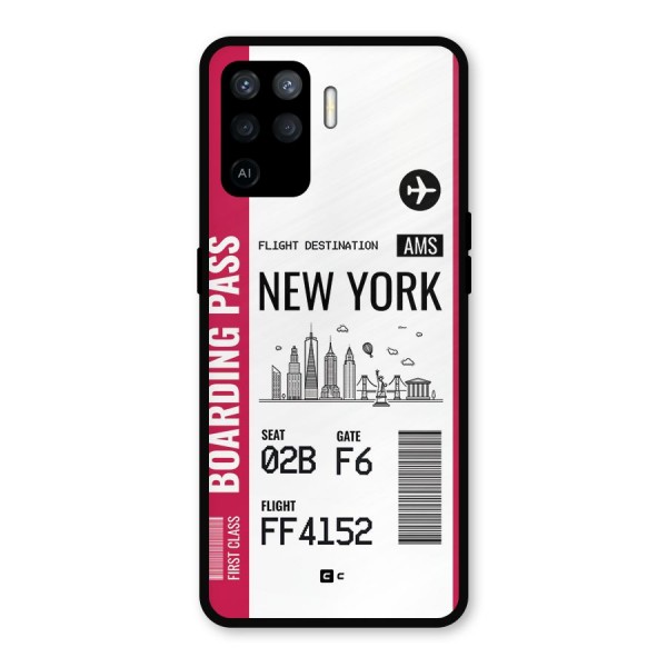 New York Boarding Pass Metal Back Case for Oppo F19 Pro