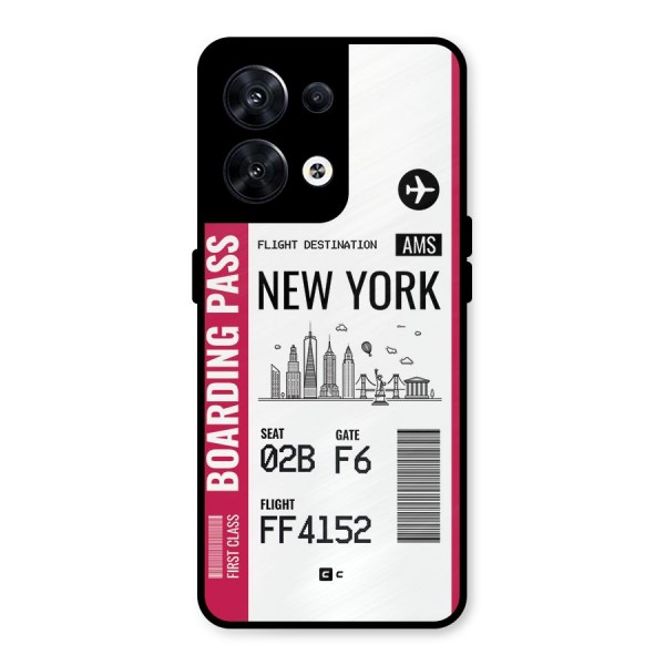 New York Boarding Pass Metal Back Case for Oppo Reno8 5G