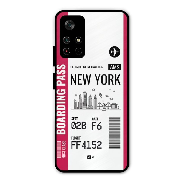New York Boarding Pass Metal Back Case for Poco M4 Pro 5G
