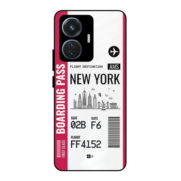New York Boarding Pass Metal Back Case for Vivo T1 44W