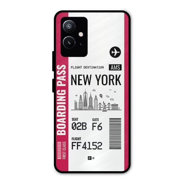 New York Boarding Pass Metal Back Case for Vivo T1 5G