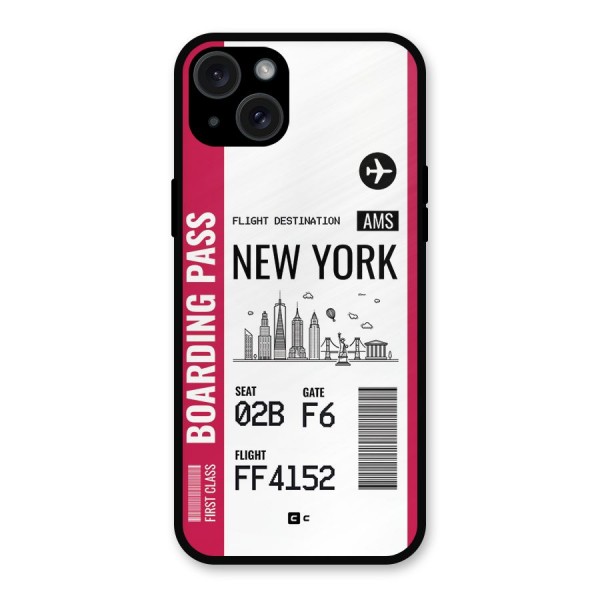New York Boarding Pass Metal Back Case for iPhone 15 Plus