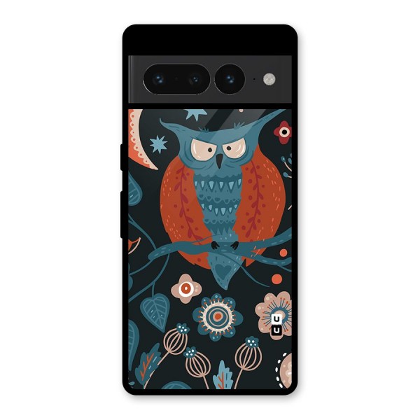 Nordic Arts Owl Moon Glass Back Case for Google Pixel 7 Pro