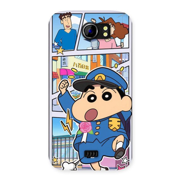 Officer Shinchan Back Case for Canvas 2 A110