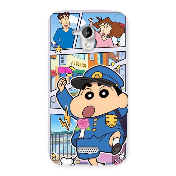Officer Shinchan Back Case for Canvas HD A116