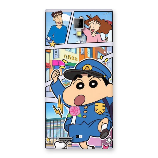 Officer Shinchan Back Case for Canvas Xpress A99