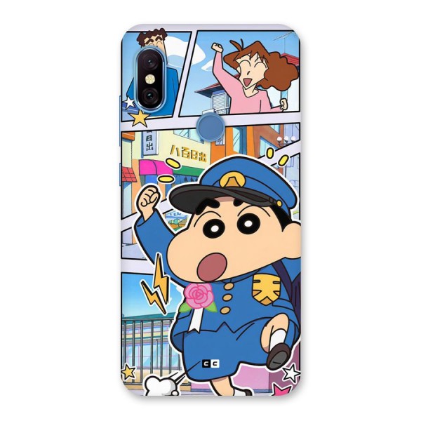Officer Shinchan Back Case for Redmi Note 6 Pro