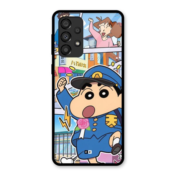 Officer Shinchan Glass Back Case for Galaxy A33 5G