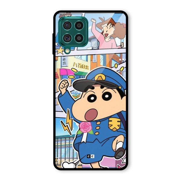 Officer Shinchan Glass Back Case for Galaxy F62