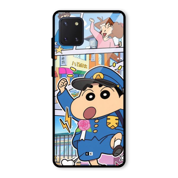 Officer Shinchan Glass Back Case for Galaxy Note 10 Lite