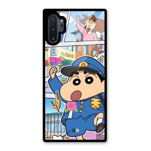 Officer Shinchan Glass Back Case for Galaxy Note 10 Plus