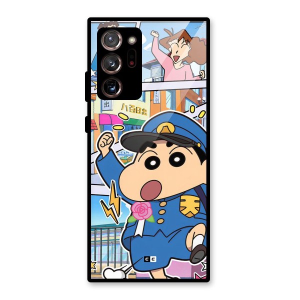 Officer Shinchan Glass Back Case for Galaxy Note 20 Ultra 5G