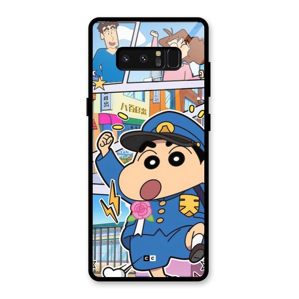 Officer Shinchan Glass Back Case for Galaxy Note 8