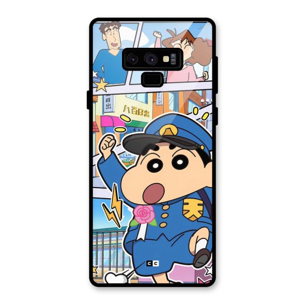 Officer Shinchan Glass Back Case for Galaxy Note 9