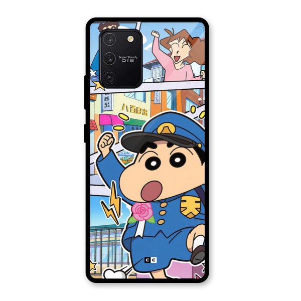 Officer Shinchan Glass Back Case for Galaxy S10 Lite