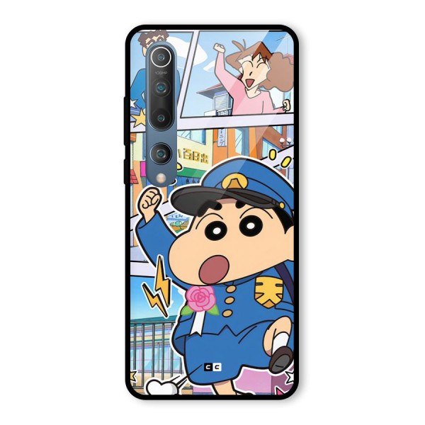 Officer Shinchan Glass Back Case for Mi 10