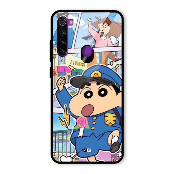 Officer Shinchan Glass Back Case for Redmi Note 8