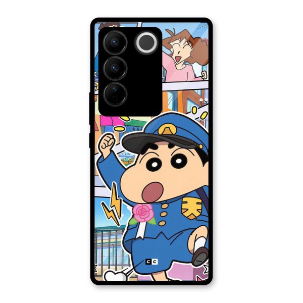Officer Shinchan Glass Back Case for Vivo V27