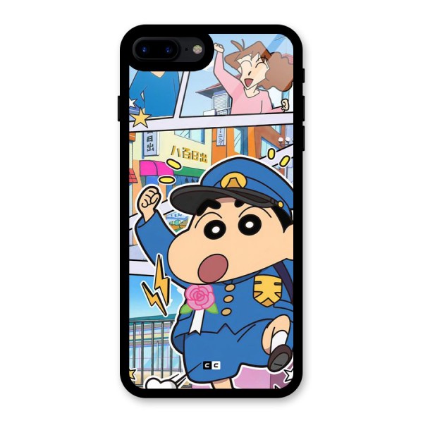 Officer Shinchan Glass Back Case for iPhone 7 Plus