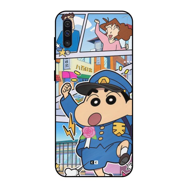 Officer Shinchan Metal Back Case for Galaxy A30s